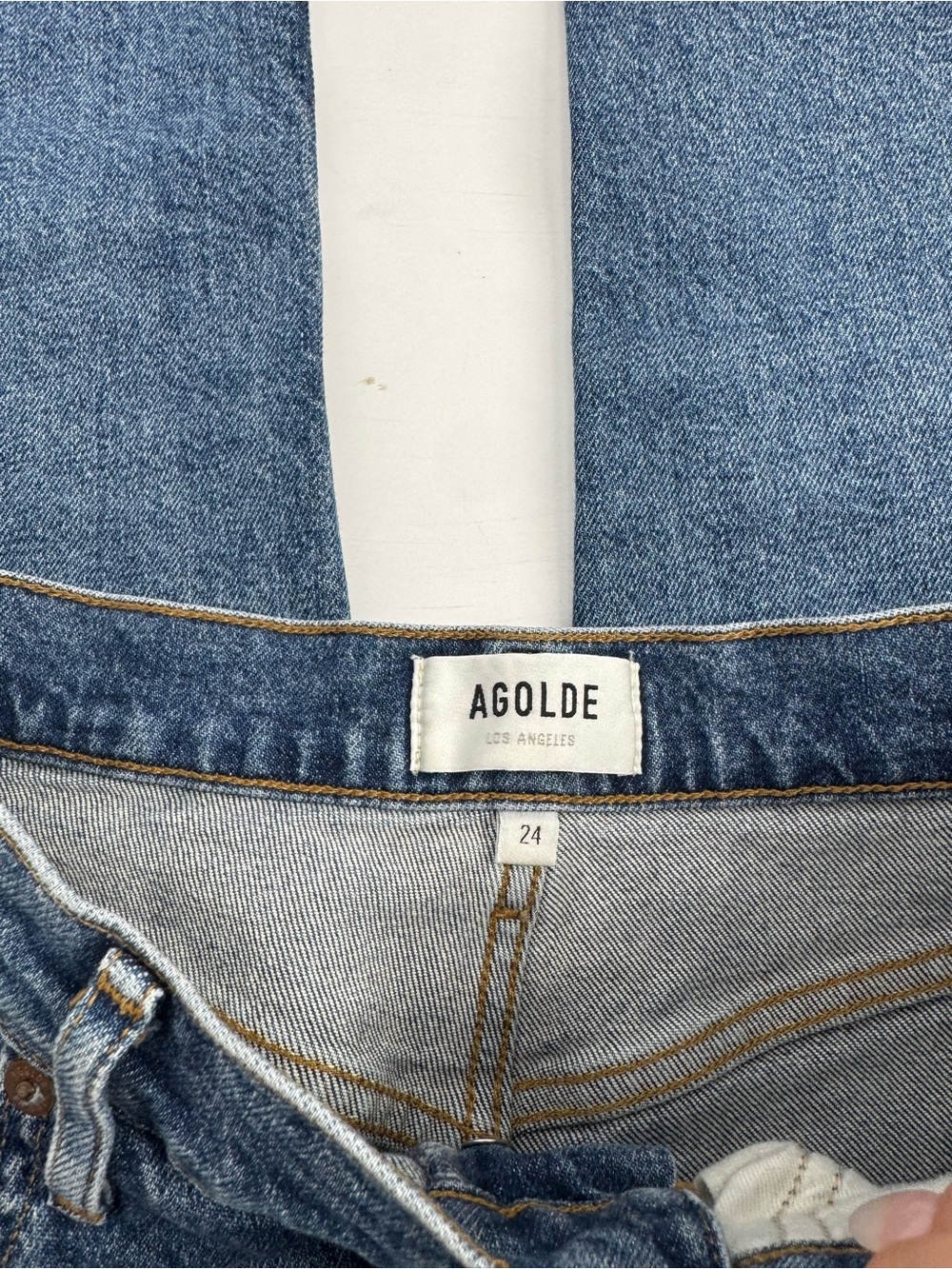Agolde Riley High Rise Straight Crop Jeans Medium Wash Blue Womens Size 24 - Picture 6 of 13